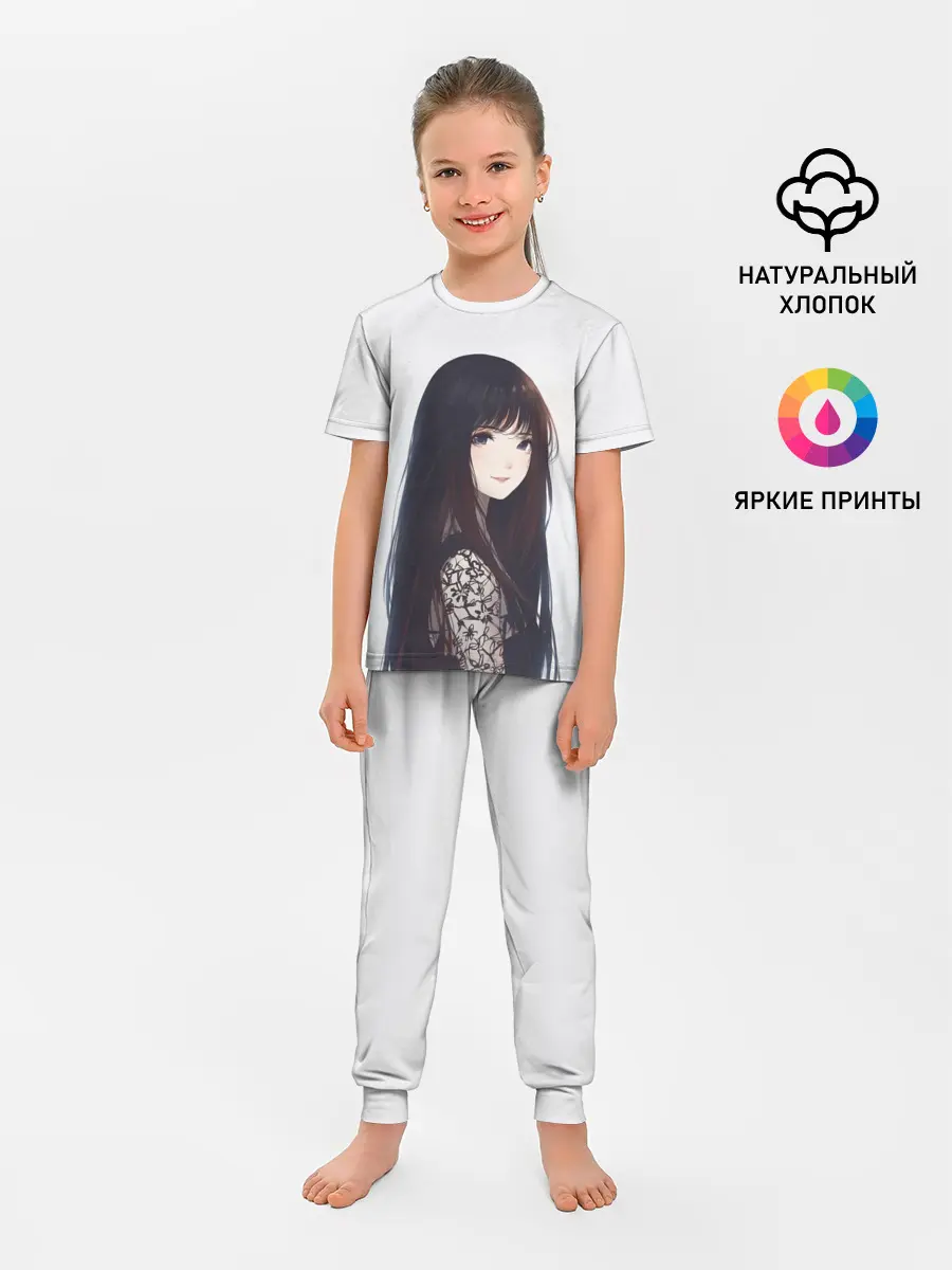 Детская пижама с брюками / Красивая аниме девушка