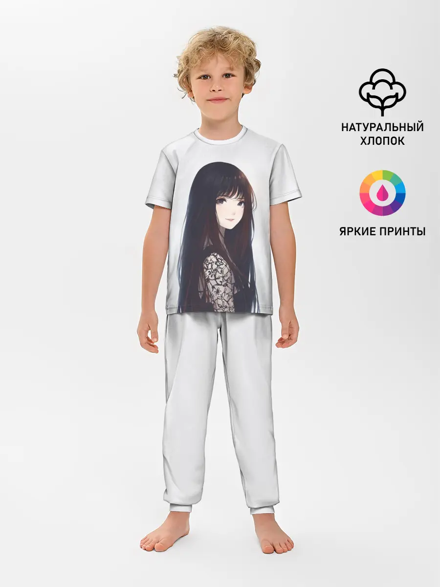 Детская пижама с брюками / Красивая аниме девушка