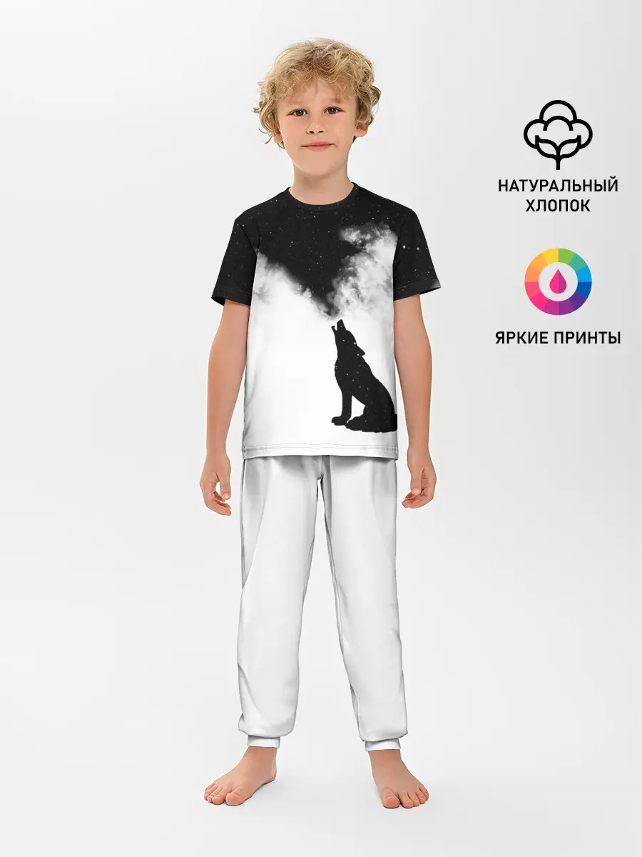 Детская пижама с брюками / Galaxy wolf