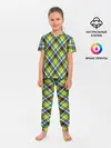 Детская пижама с брюками / Крупный клетчатый косой узор