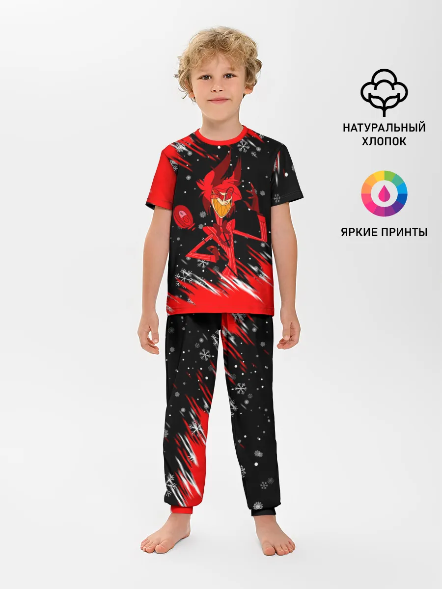 Детская пижама с брюками / HAZBIN HOTEL НОВОГОДНИЙ.