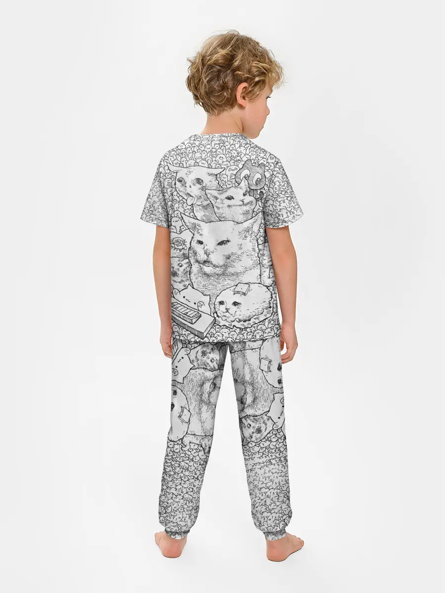 Детская пижама с брюками / Коты мемы кошки