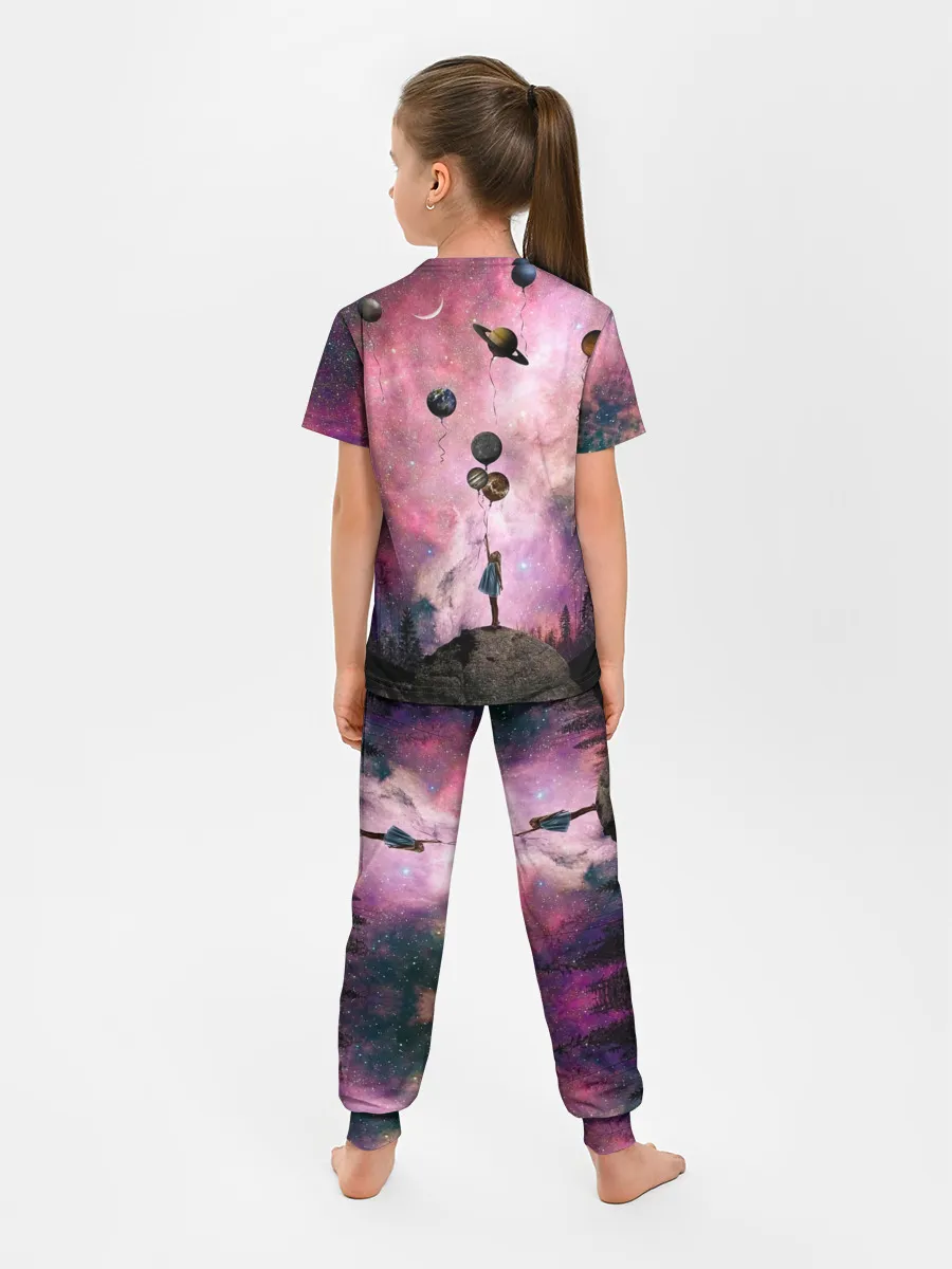 Детская пижама с брюками / Девочка и космос