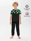 Детская пижама с брюками / Kamado Tanjiro зеленые квадраты