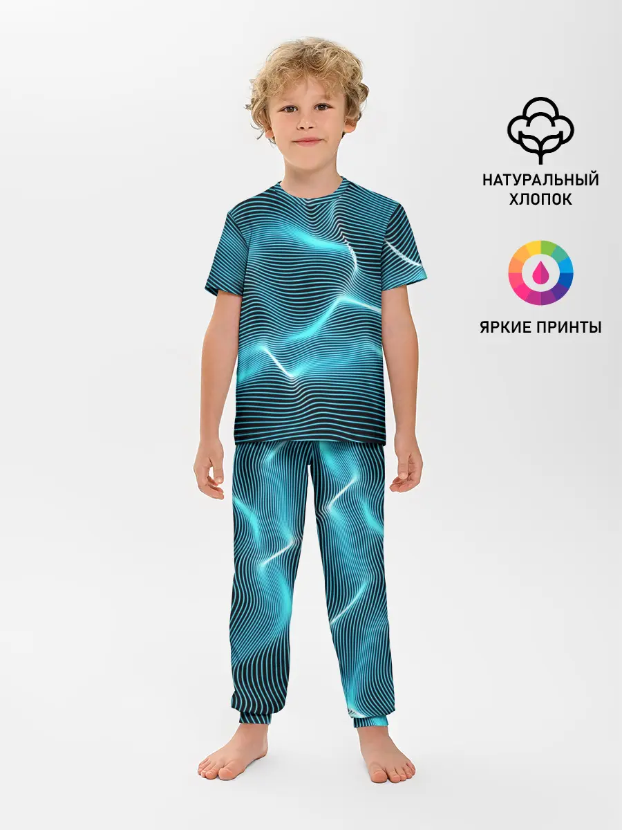 Детская пижама с брюками / Neon lines