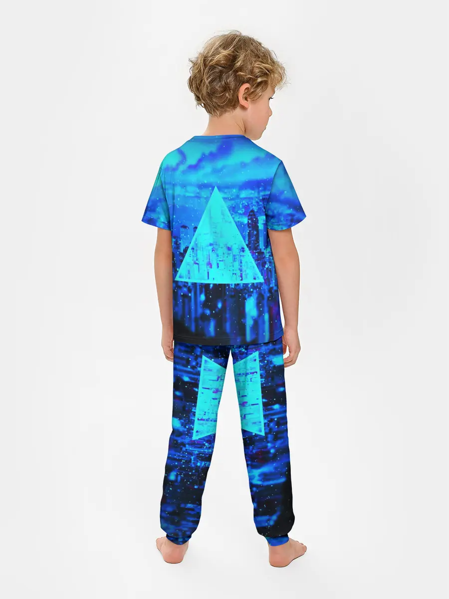 Детская пижама с брюками / ГОРОД В НЕОНЕ