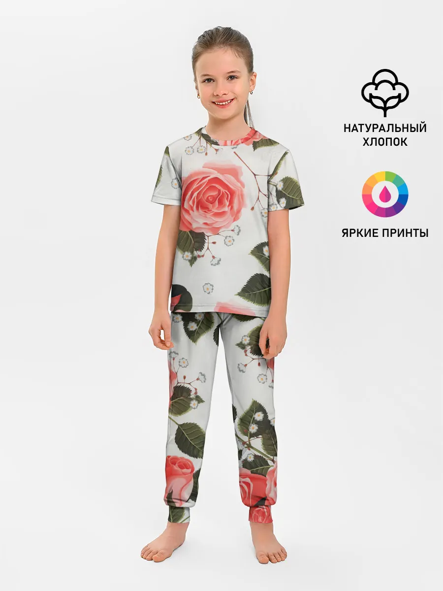 Детская пижама с брюками / Нежные розы