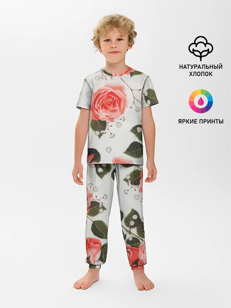 Детская пижама с брюками / Нежные розы