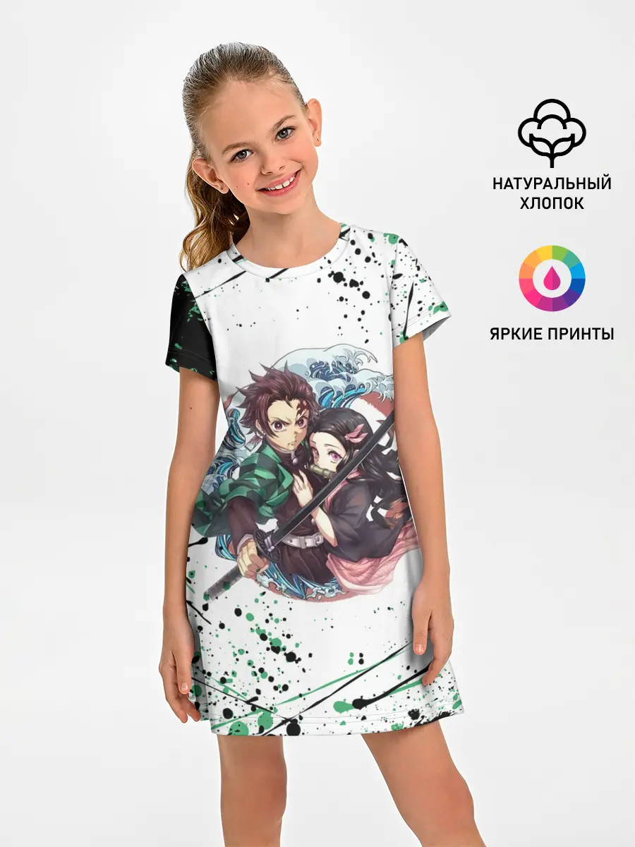 Детское платье / Брызги красок Demon Slayer
