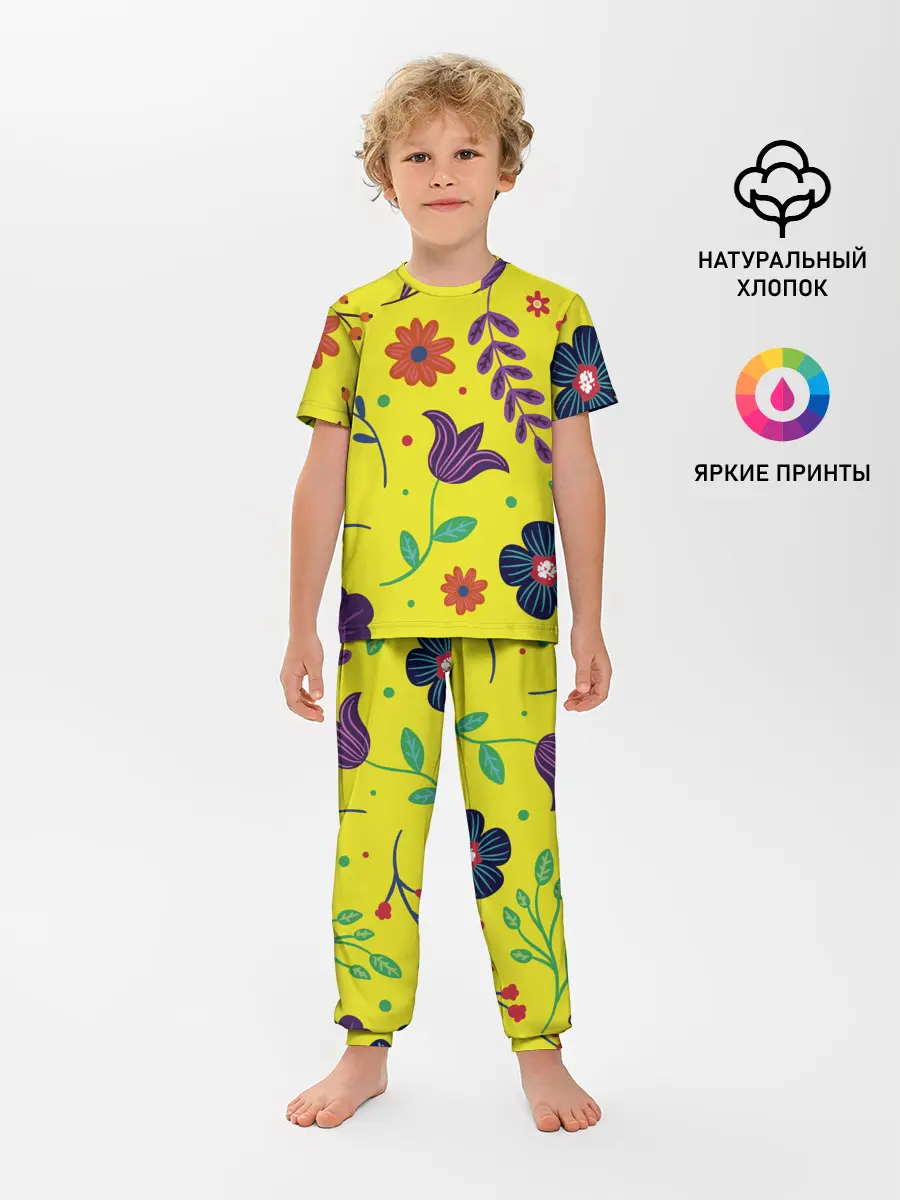 Детская пижама с брюками / Цветочный микс