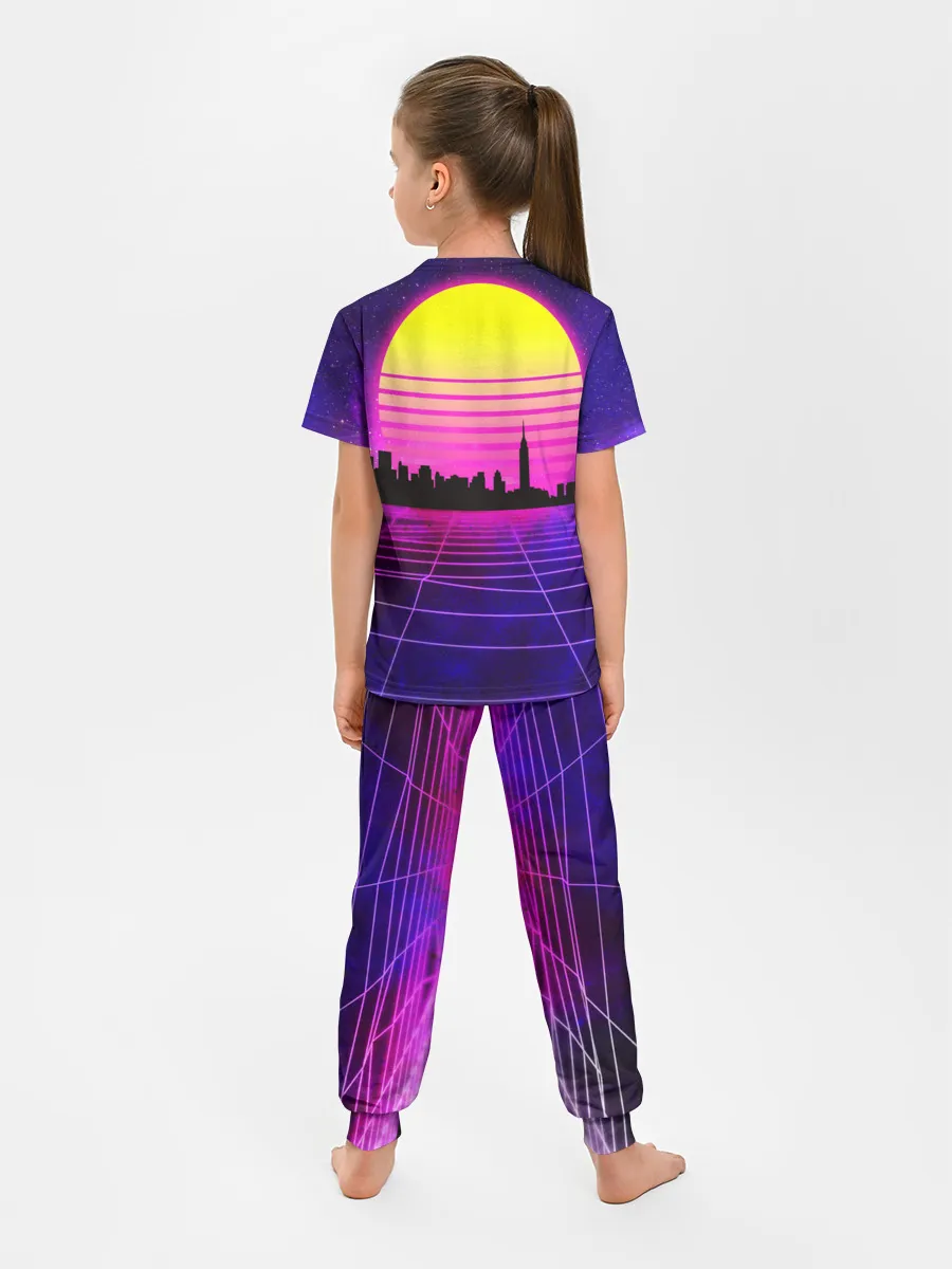 Детская пижама с брюками / ГОРОД В НЕОНЕ