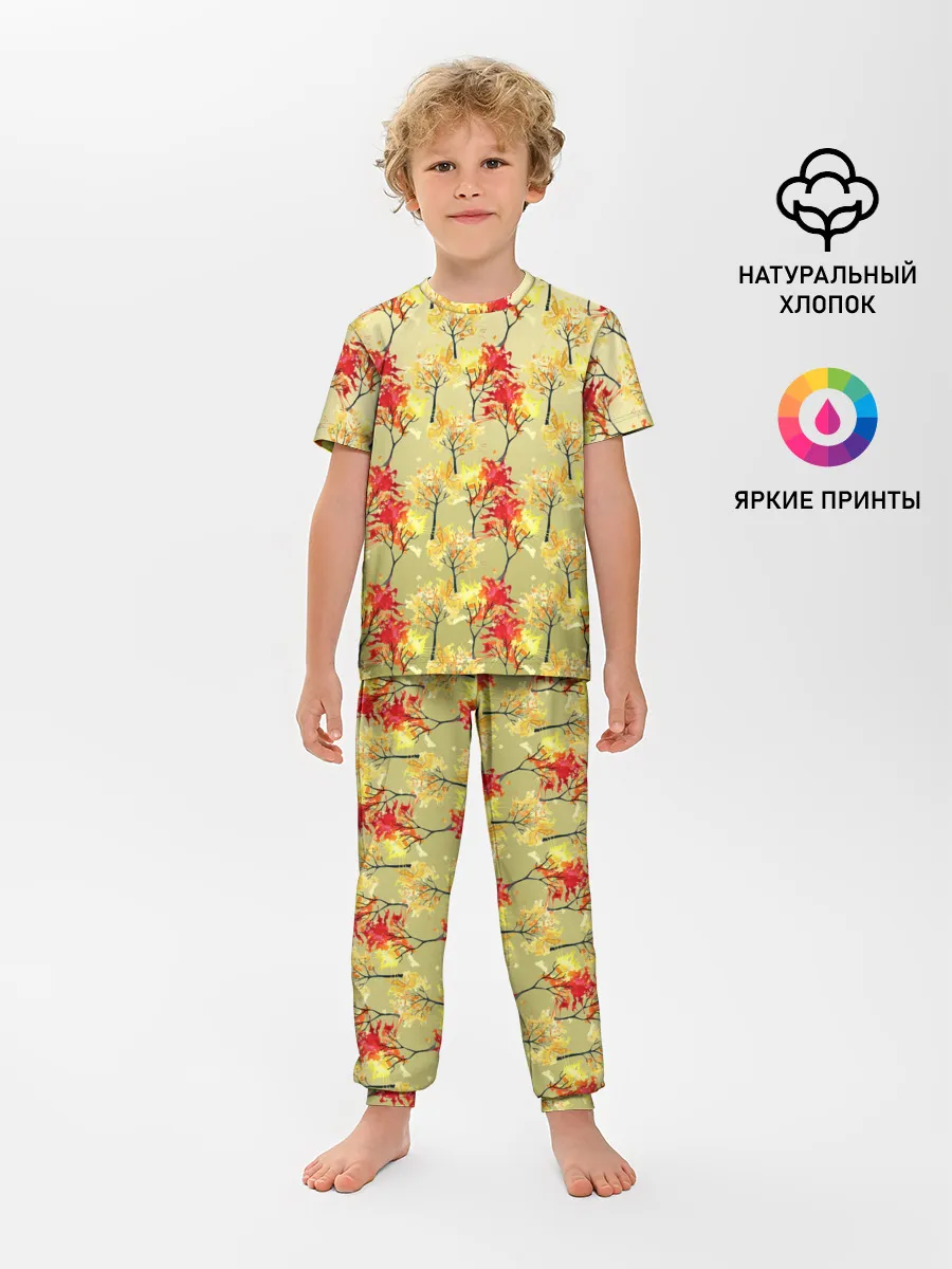 Детская пижама с брюками / самый осенний принт