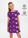 Детское платье / узор цветы на фиолетовом фоне