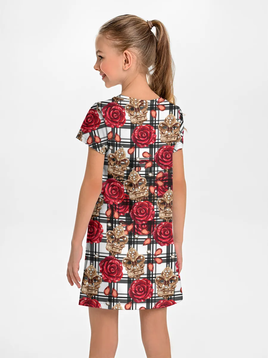 Детское платье / Розы в клеточку