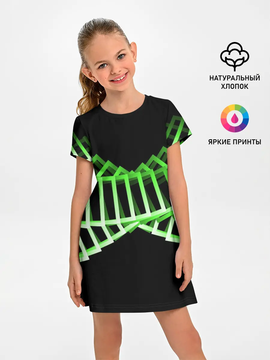 Детское платье / Неоновые квадраты