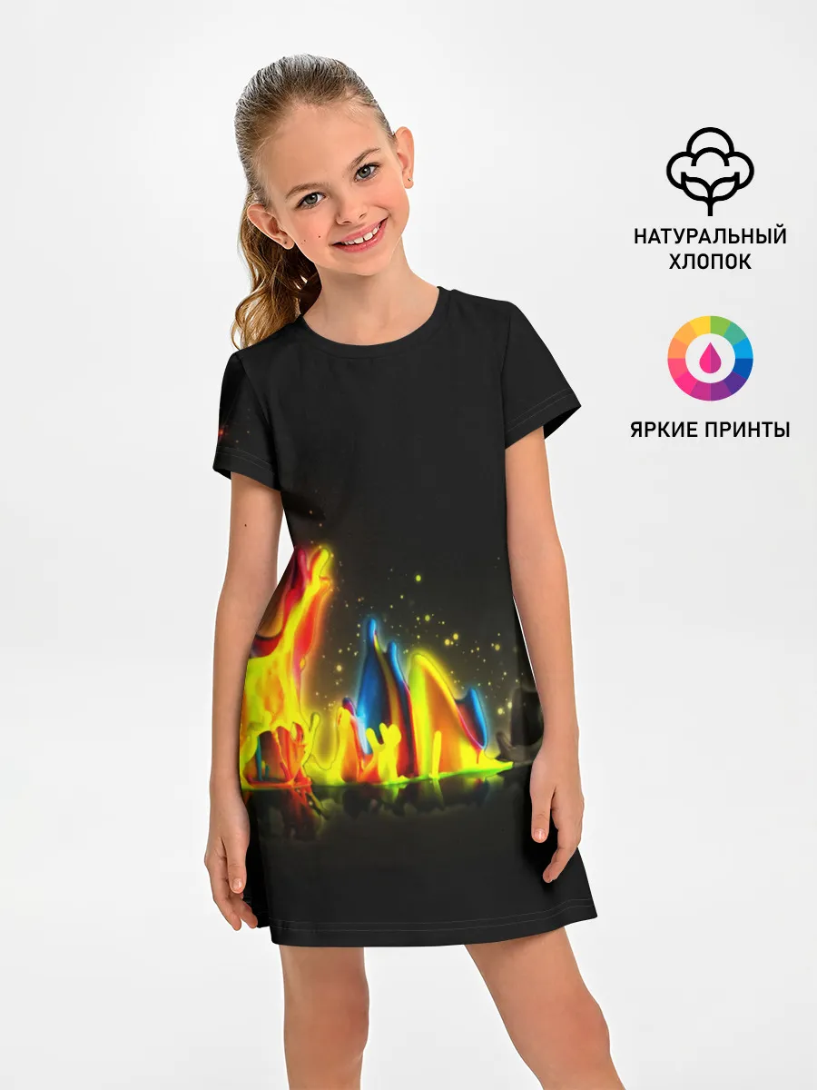 Детское платье / КРАСКИ В НЕОНЕ