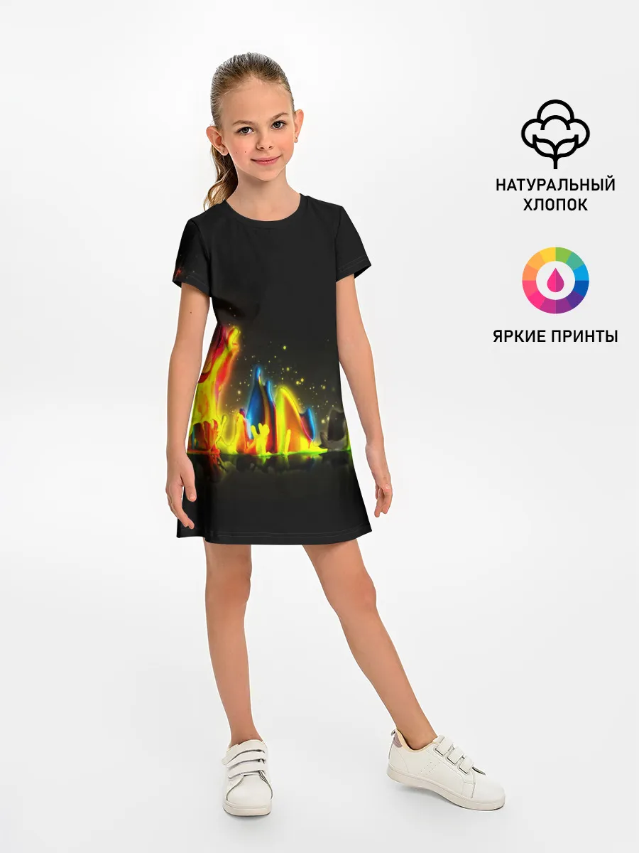Детское платье / КРАСКИ В НЕОНЕ