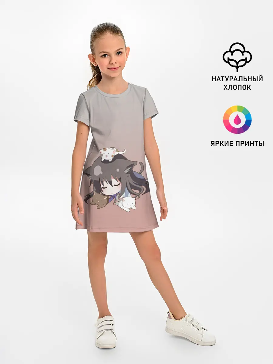 Детское платье / малышка спит ушки котики