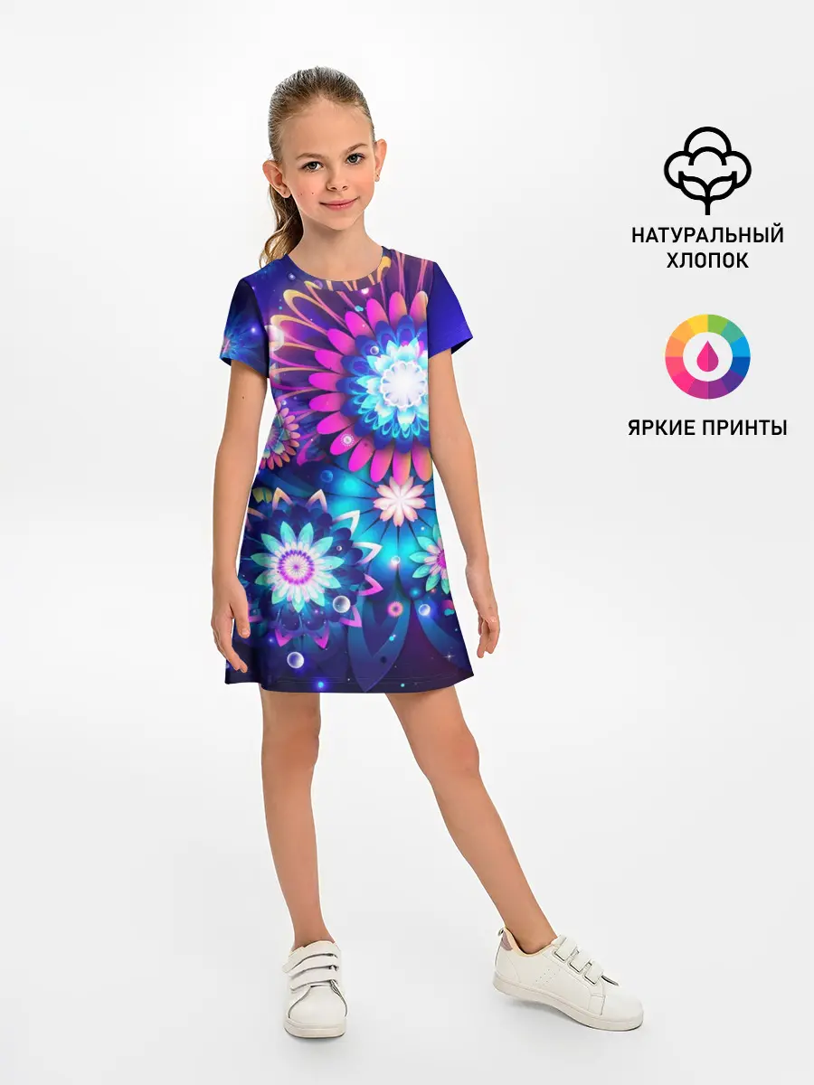 Детское платье / Неоновые Цветы