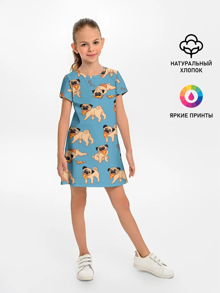 Детское платье / Мопсы с пиццей