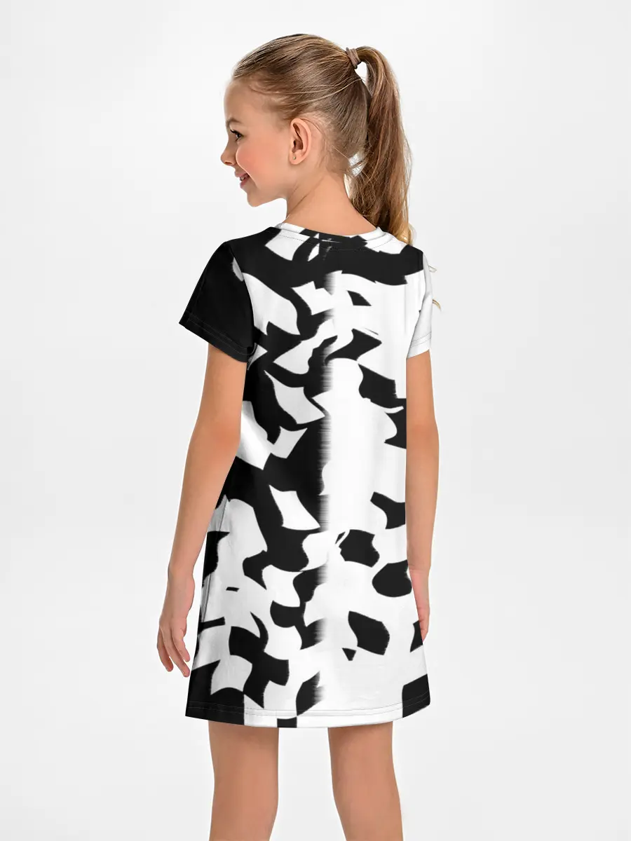 Детское платье / черно-белый камуфляж