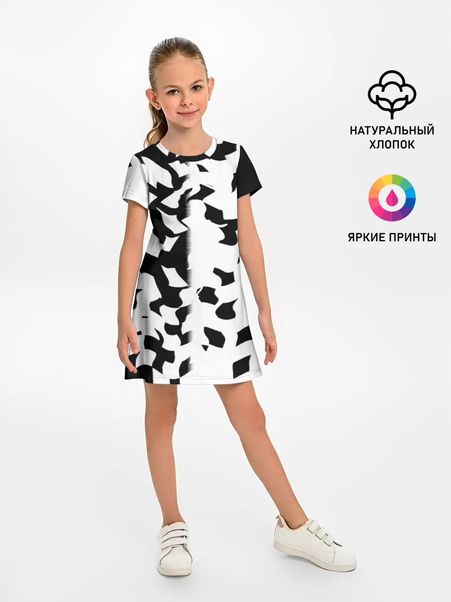 Детское платье / черно-белый камуфляж
