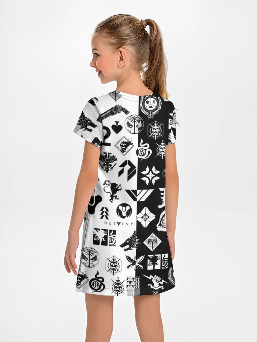Детское платье / DESTINY LOGOBOMBING ЧЁРНО БЕЛОЕ