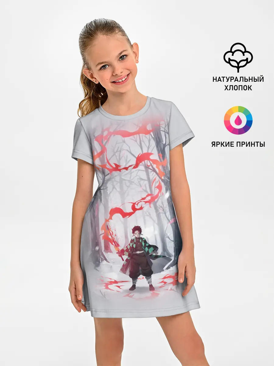 Детское платье / KIMETSU NO YAIBA красный след