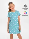 Детское платье / Белые сердечки на голубом фоне