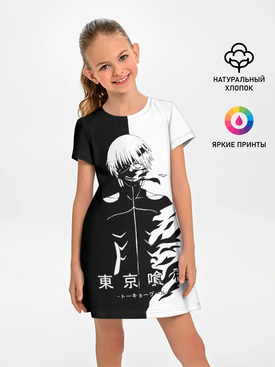 Детское платье / Токийский гуль черно белый Кен