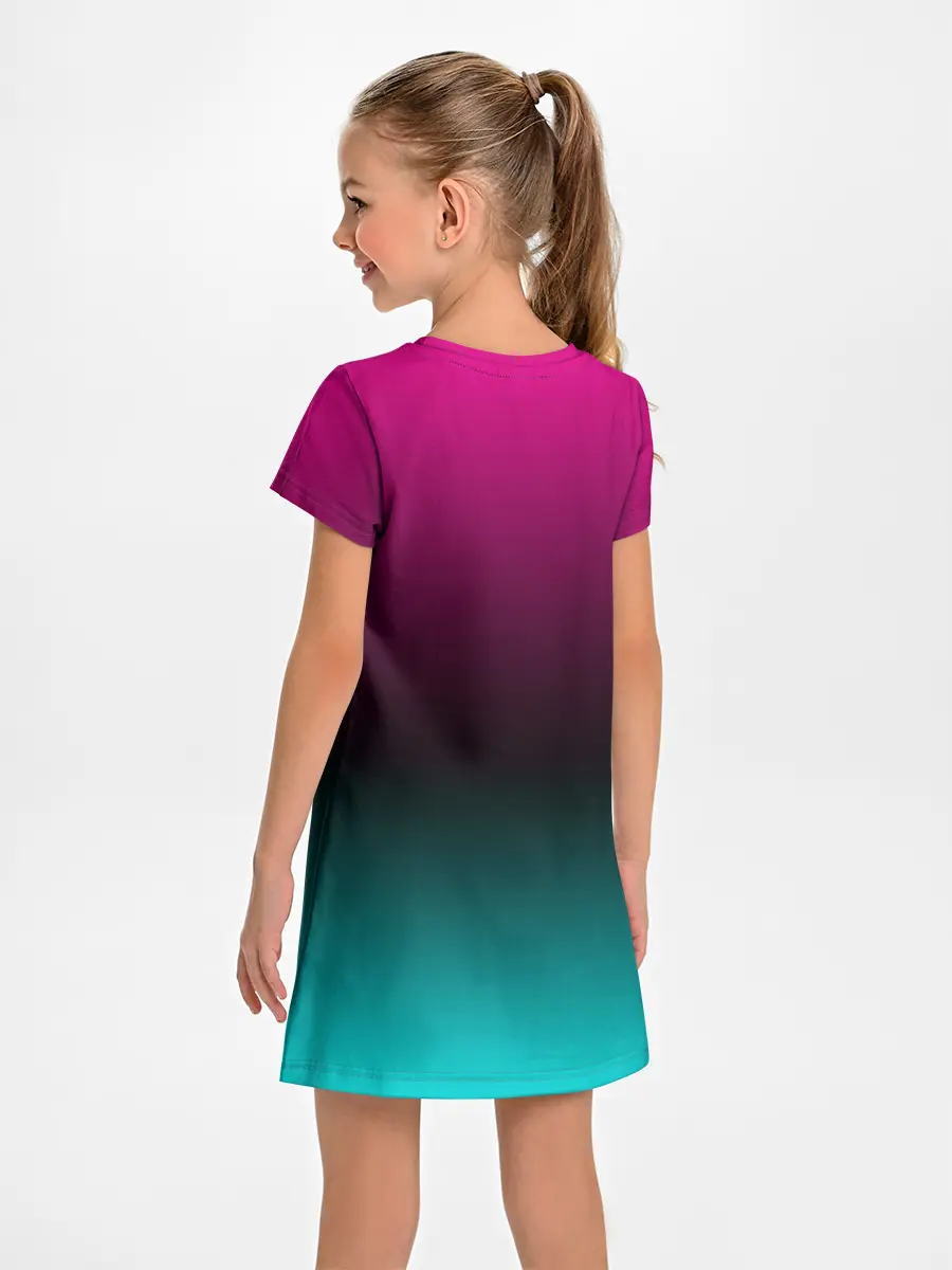 Детское платье / РЕТРО ЕДИНОРОГ НЕОН