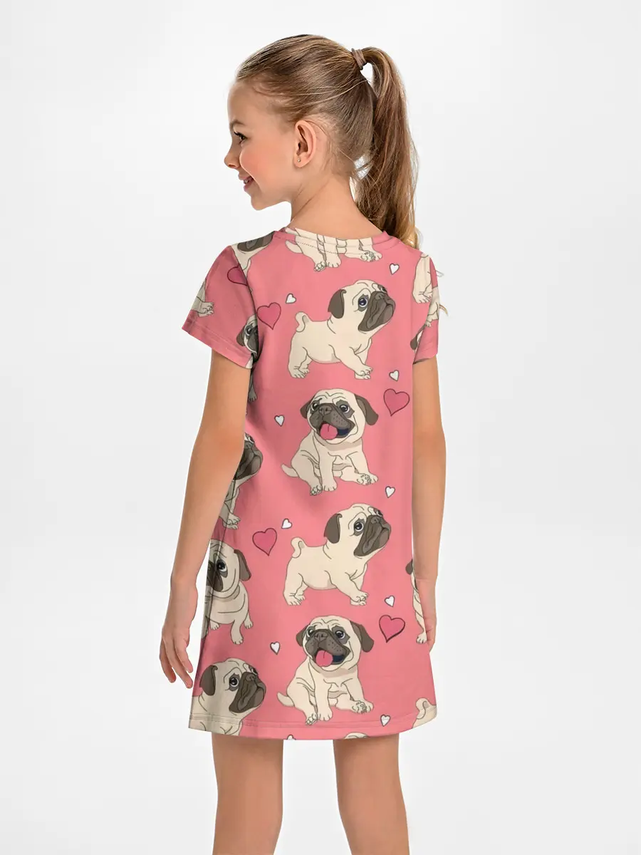 Детское платье / Мопсики и Сердечки