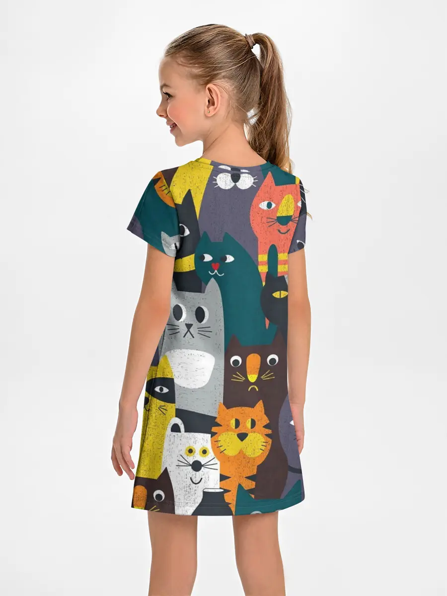 Детское платье / крутые коты