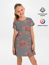 Детское платье / Цветы айвы на сером фоне