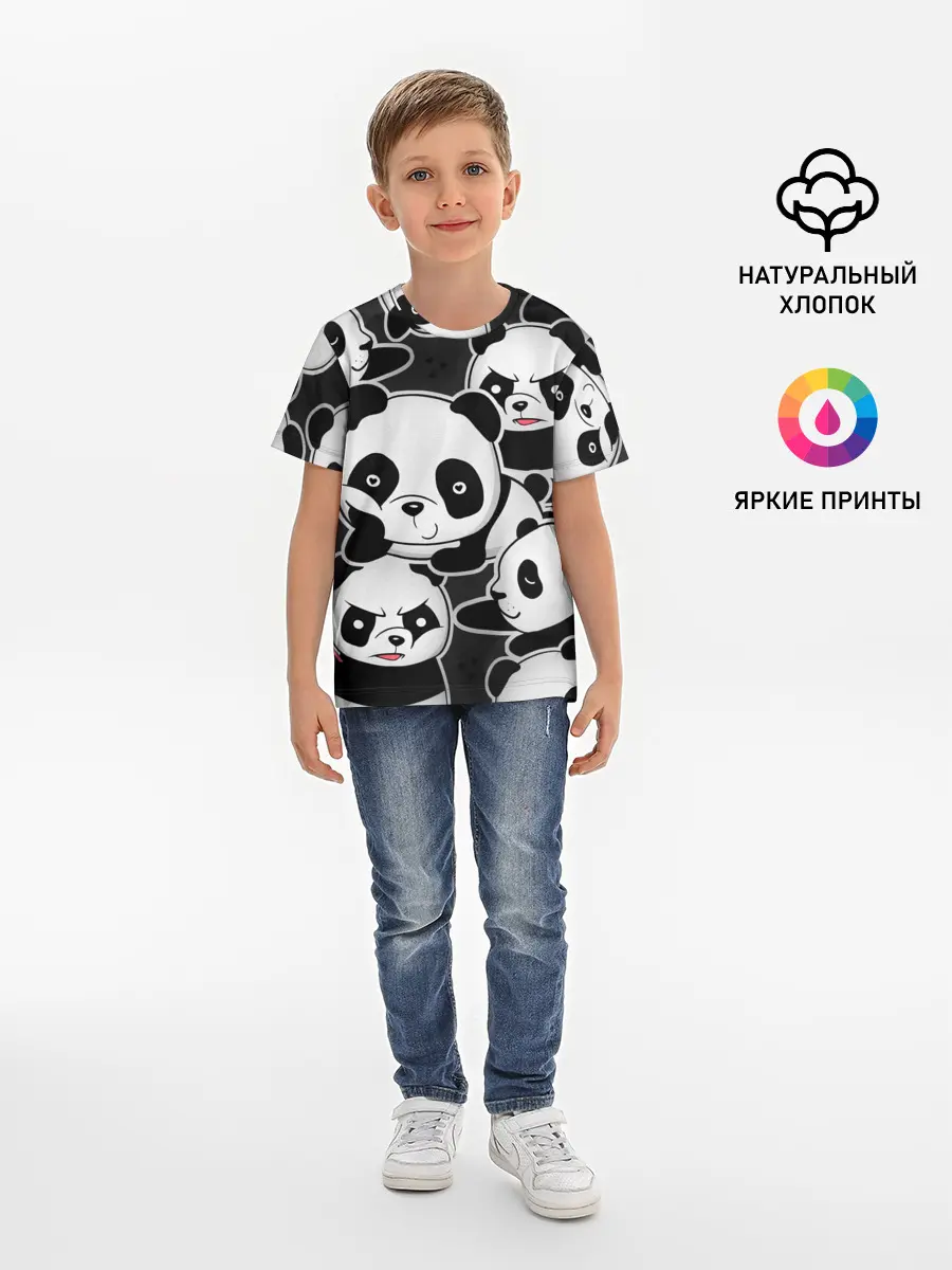 Детская базовая футболка / Смешные панды