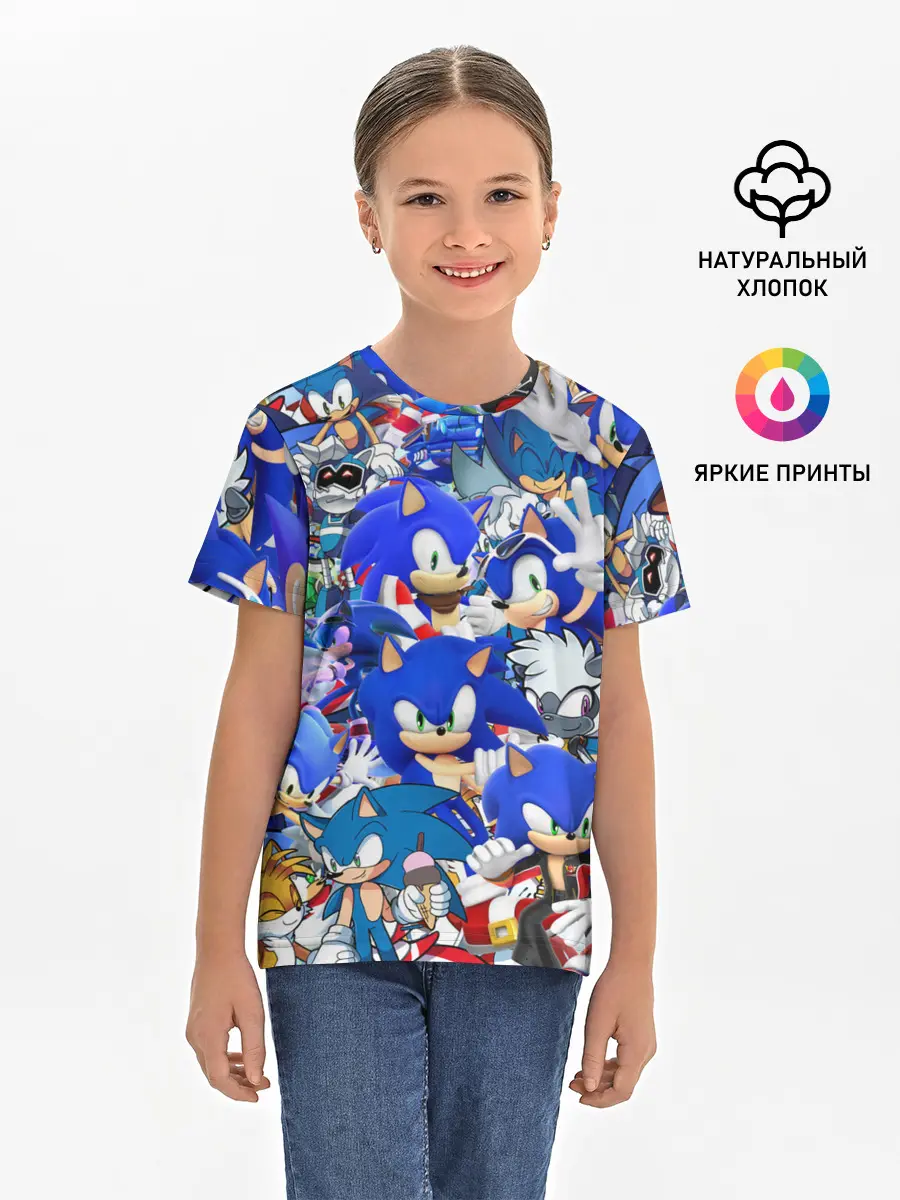 Детская базовая футболка / SONIC СИНИЙ ЁЖ СОНИК