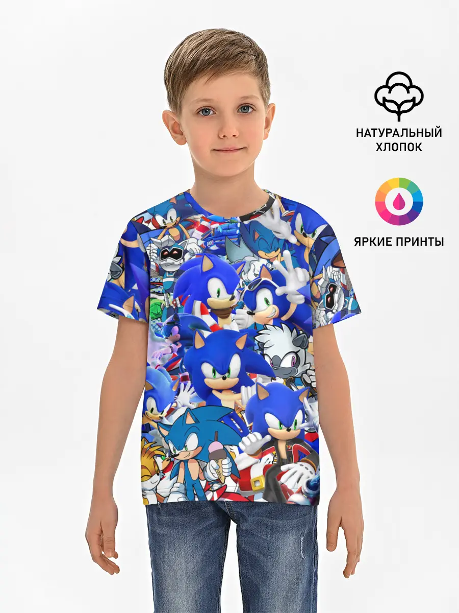 Детская базовая футболка / SONIC СИНИЙ ЁЖ СОНИК