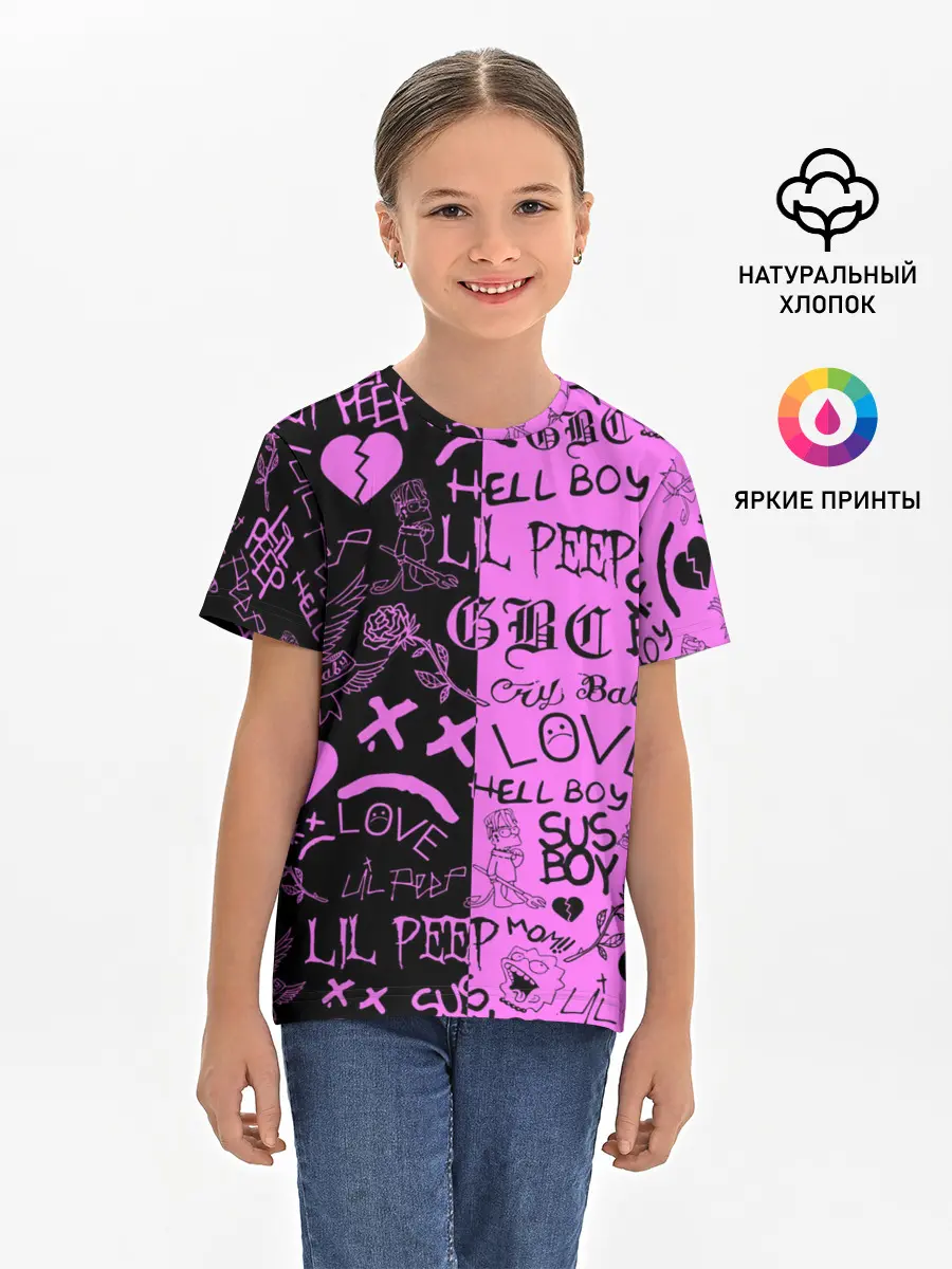 Детская базовая футболка / LIL PEEP LOGOBOMBING BLACK PINK