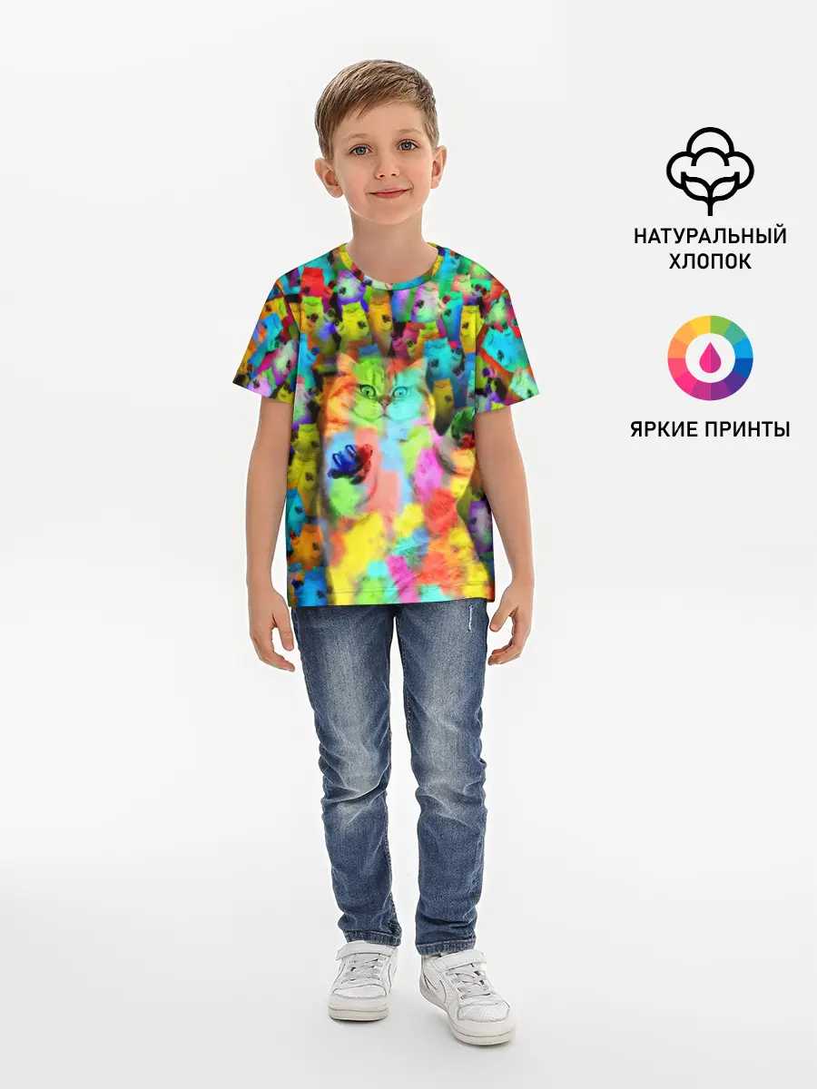 Детская базовая футболка / Котики на дискотеке