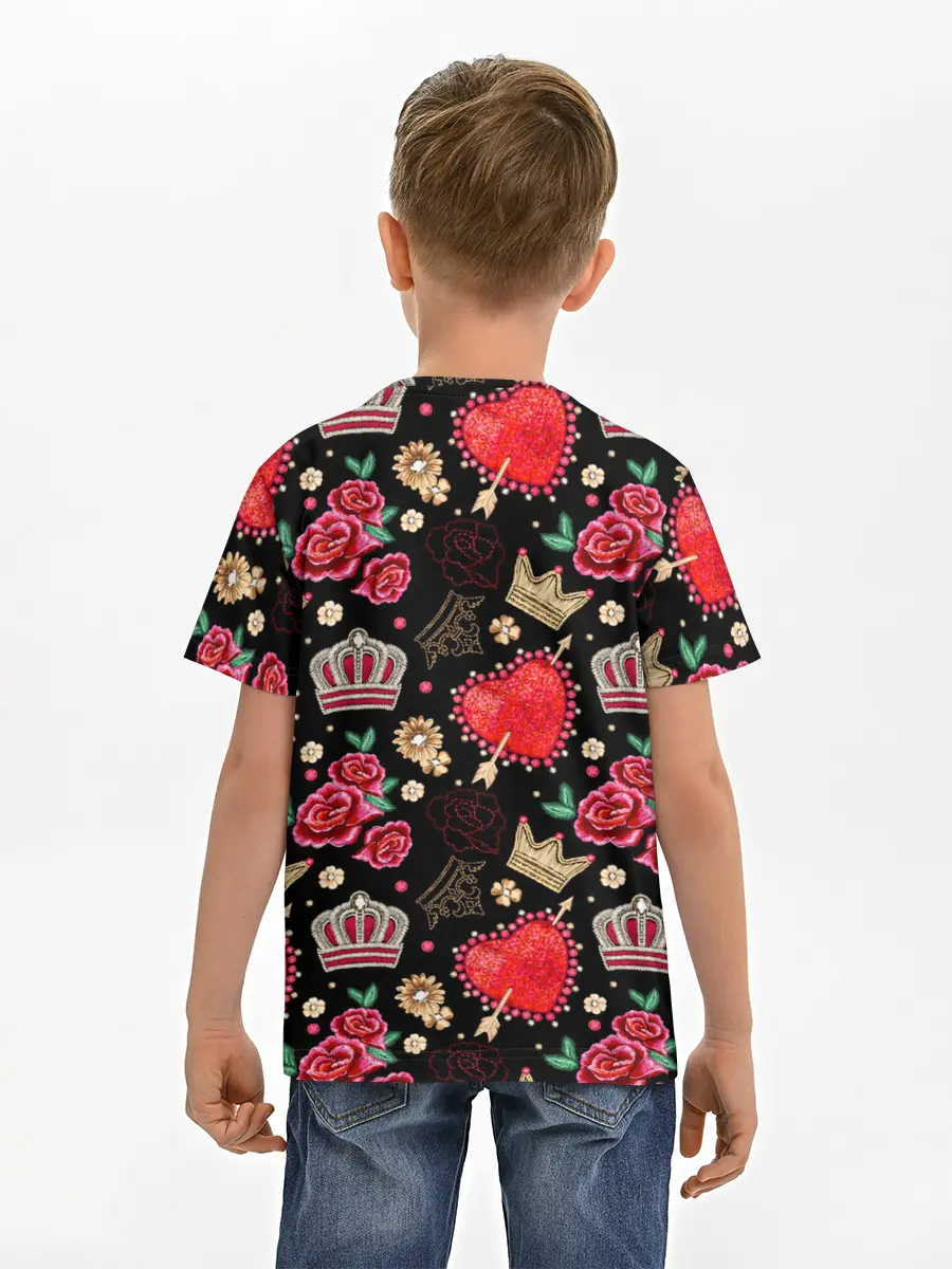 Детская базовая футболка / Корона и розы