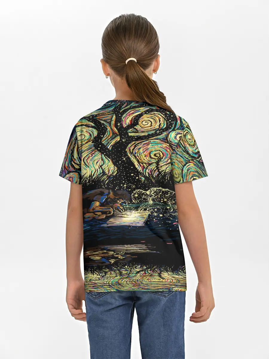 Детская базовая футболка / НОЧЬ В ЛЕСУ