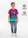 Детская базовая футболка / RETRO CYBER BEAR NEON