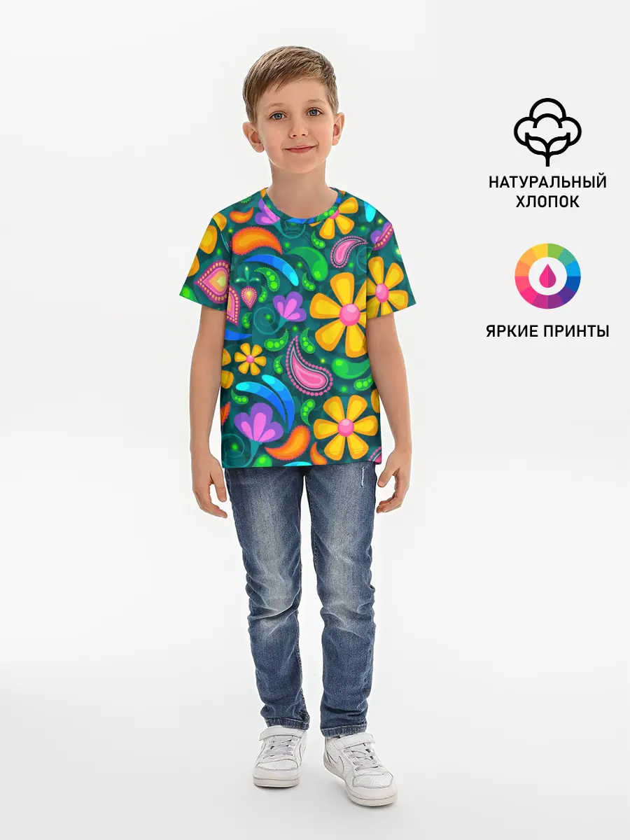 Детская базовая футболка / ЯРКИЕ ЦВЕТЫ