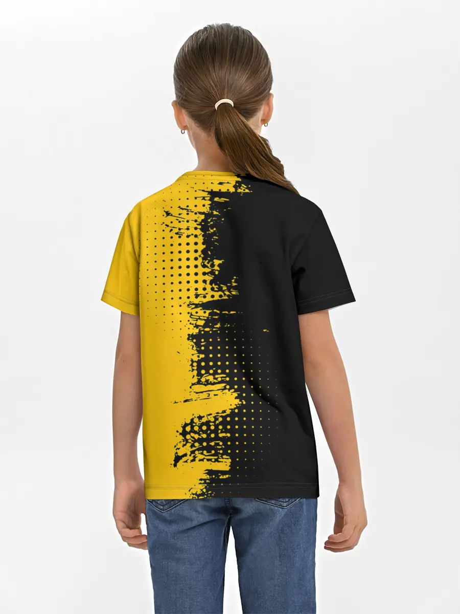 Детская базовая футболка / ЧЕРНО ЖЕЛТЫЙ ГРАНЖ | GRUNGE
