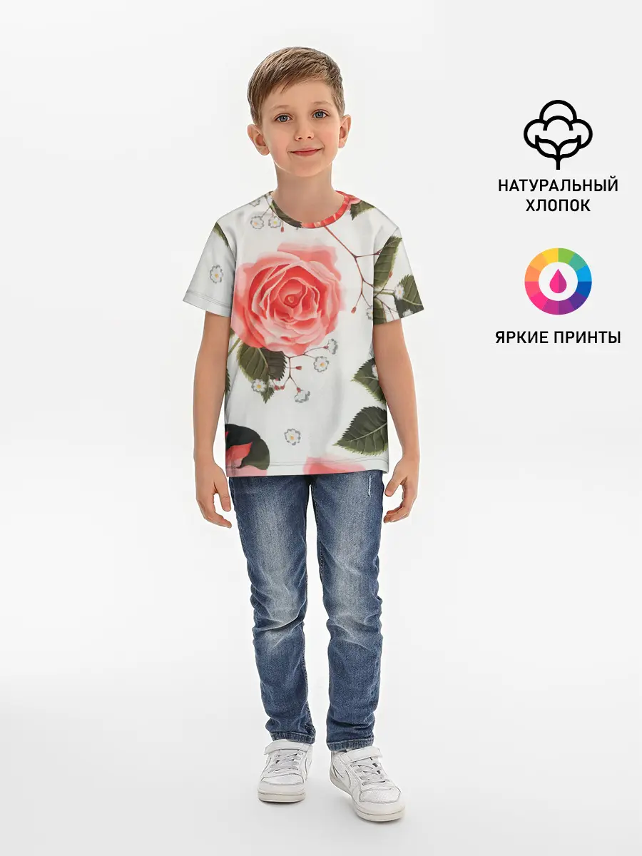 Детская базовая футболка / Нежные розы