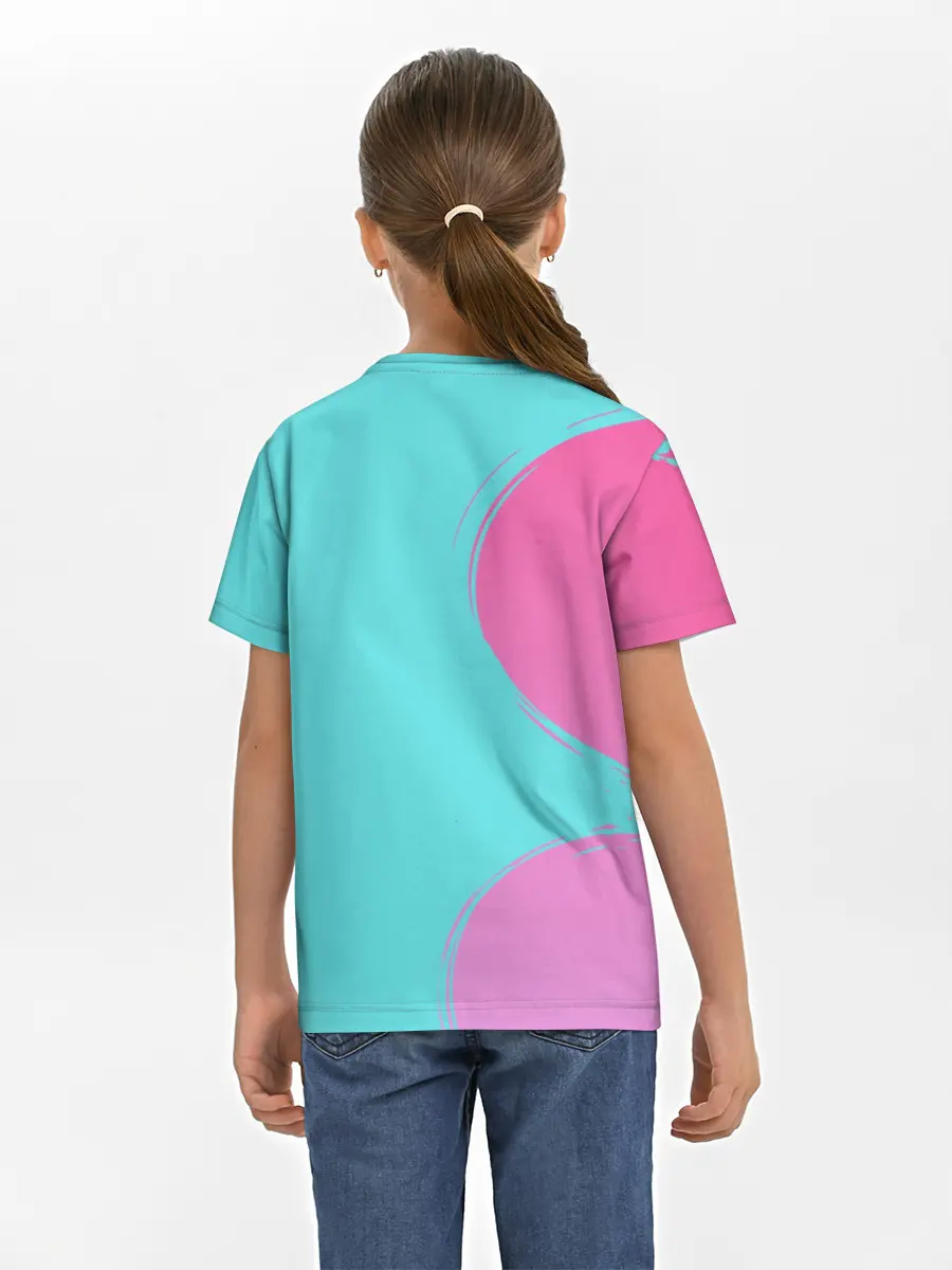 Детская базовая футболка / Розово-голубой градиент
