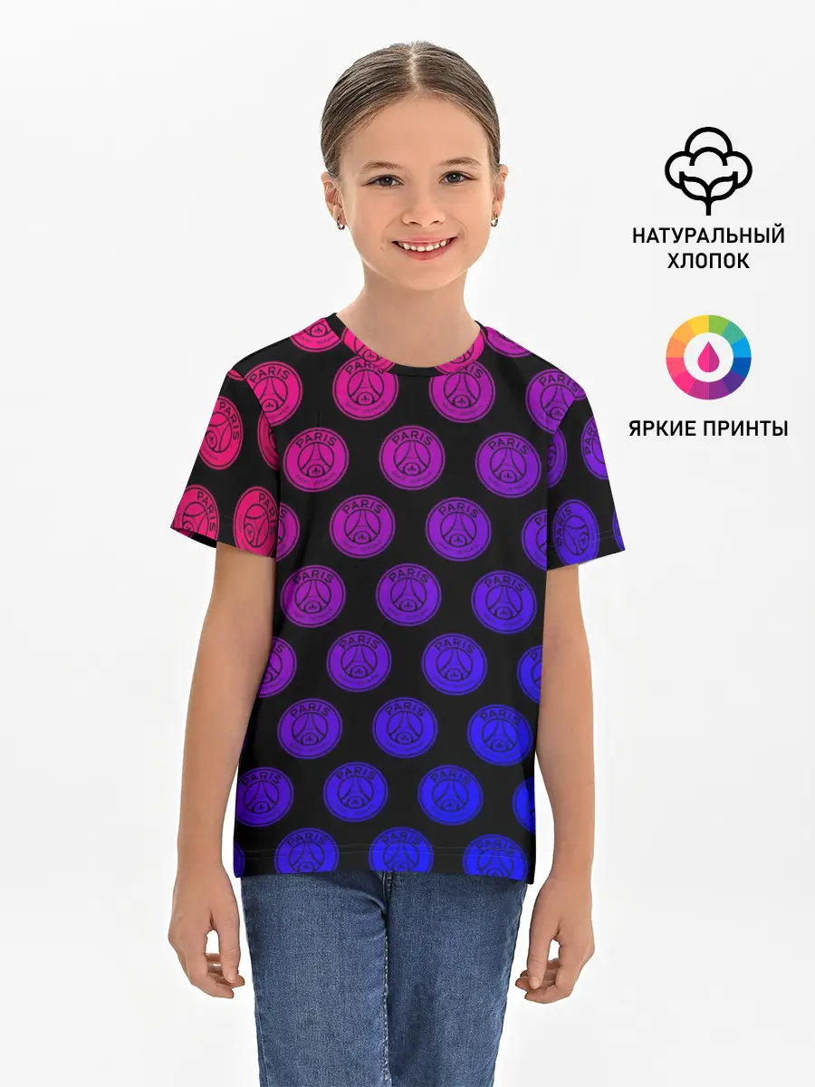Детская базовая футболка / ПСЖ Неон