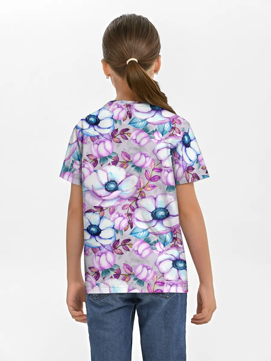 Детская базовая футболка / Анемоны - цветочный ковер