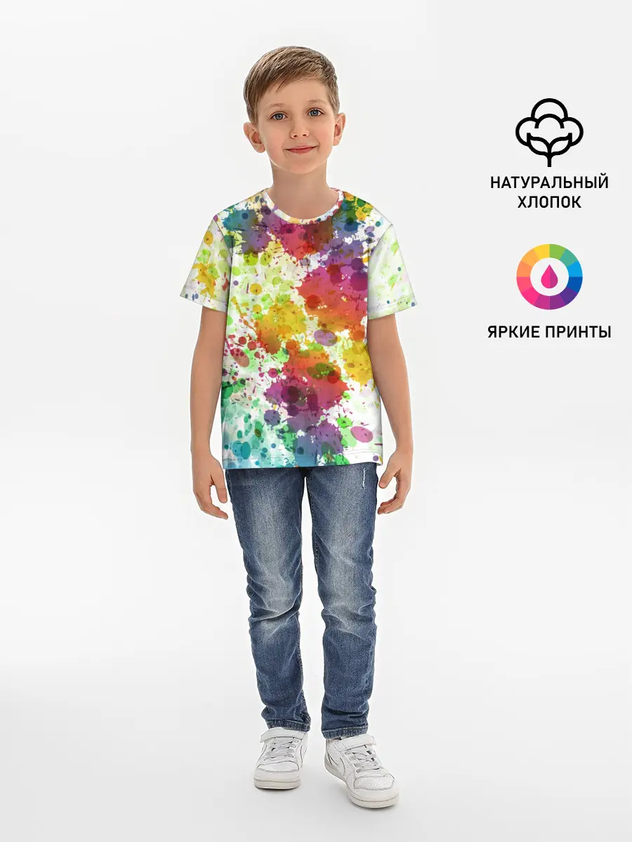 Детская базовая футболка / Красно-жёлтые пятна