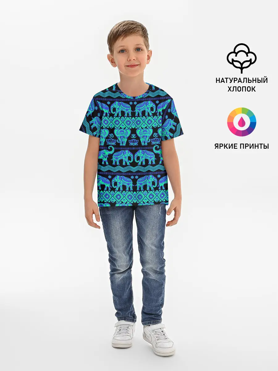 Детская базовая футболка / Слоны | Узоры